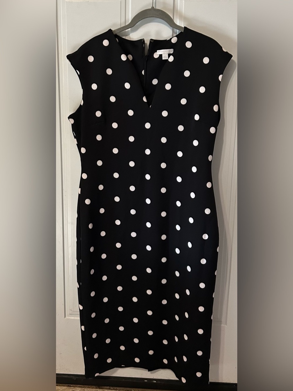 New York & Company Black Polka Dot Sheath Dress
